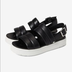 UGG Zayne Slingback Platform Sandal Black Leather